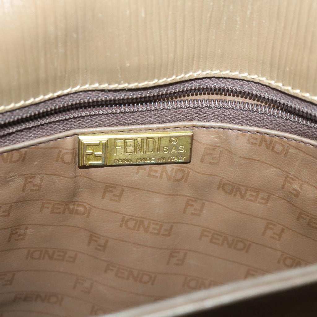FENDI Zucchino Canvas Shoulder Bag Coated Canvas Brownim452