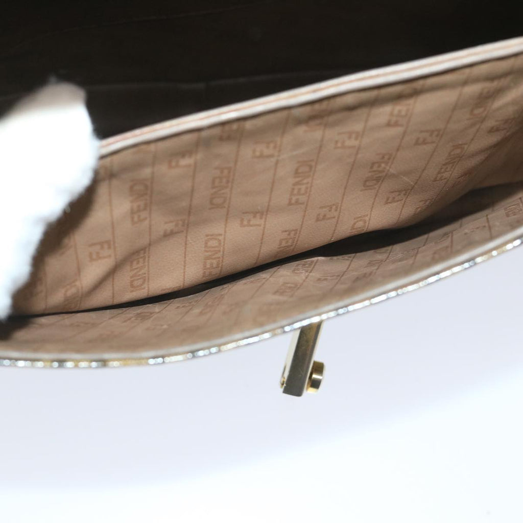 FENDI Zucchino Canvas Shoulder Bag Coated Canvas Brownim452