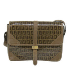 FENDI Zucchino Canvas Shoulder Bag Coated Canvas Brownim452