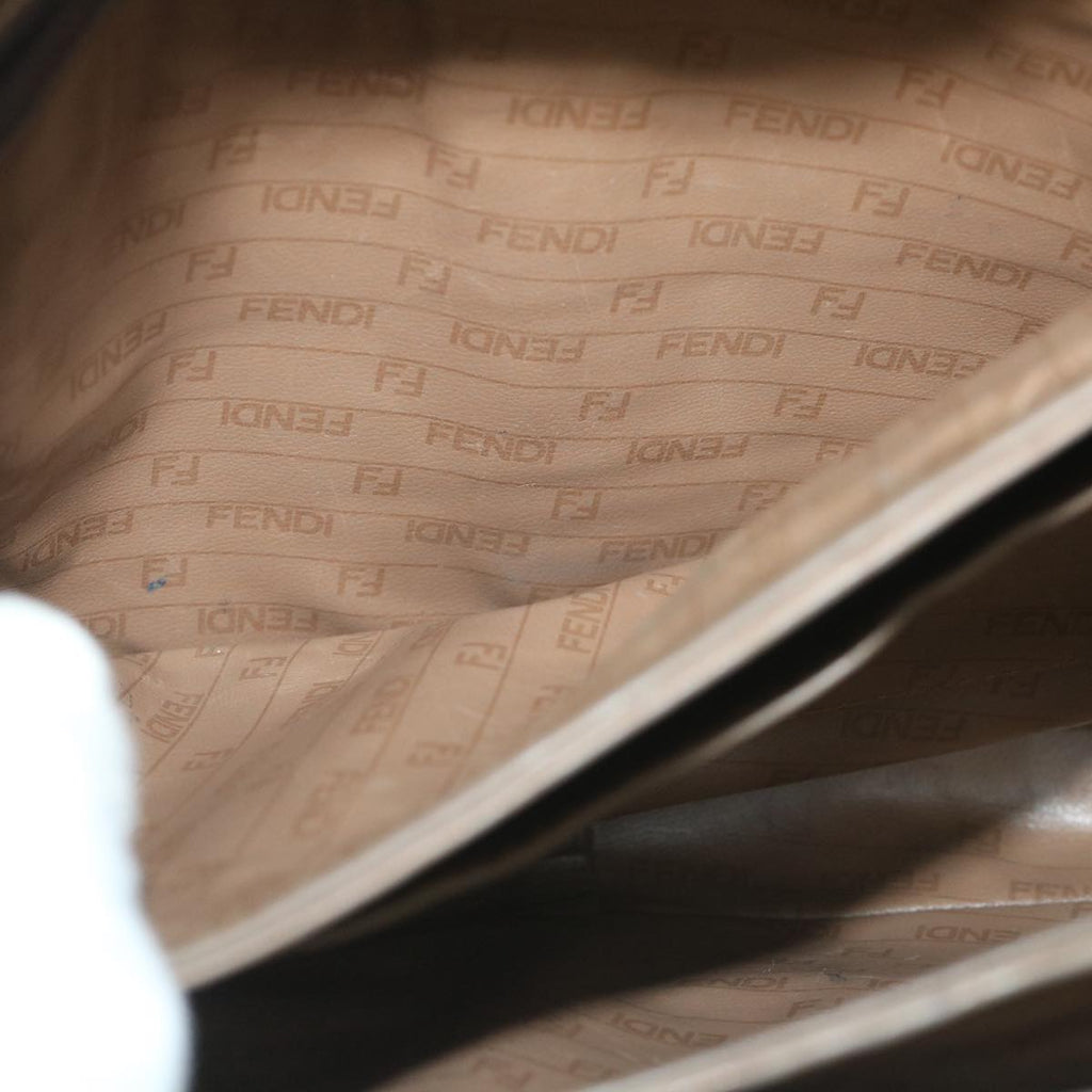 FENDI Zucchino Canvas Shoulder Bag Coated Canvas Brownim452