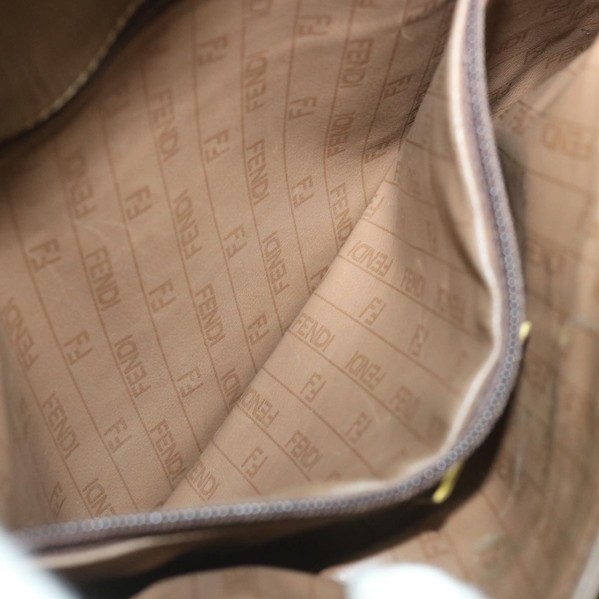 FENDI Zucchino Canvas Shoulder Bag Coated Canvas Brownim452