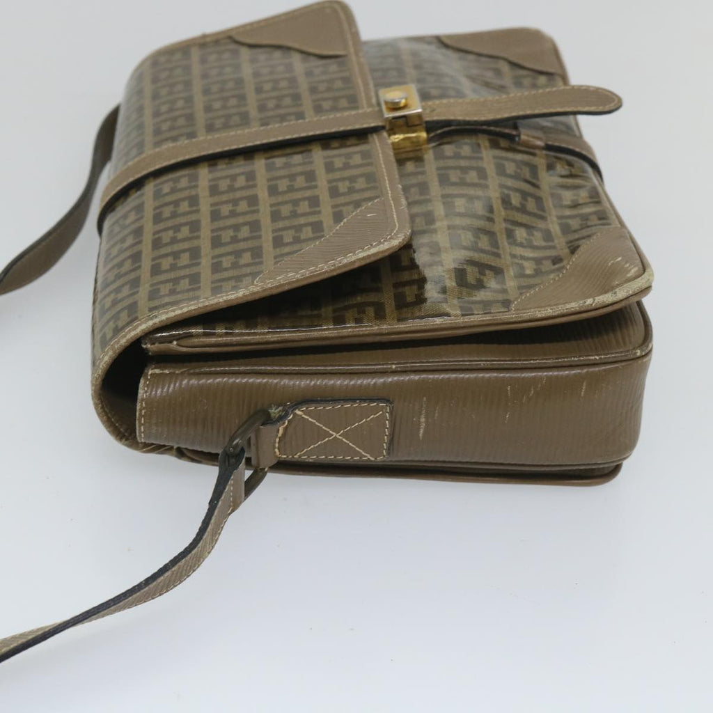 FENDI Zucchino Canvas Shoulder Bag Coated Canvas Brownim452