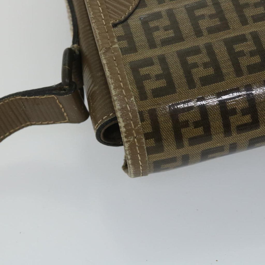 FENDI Zucchino Canvas Shoulder Bag Coated Canvas Brownim452