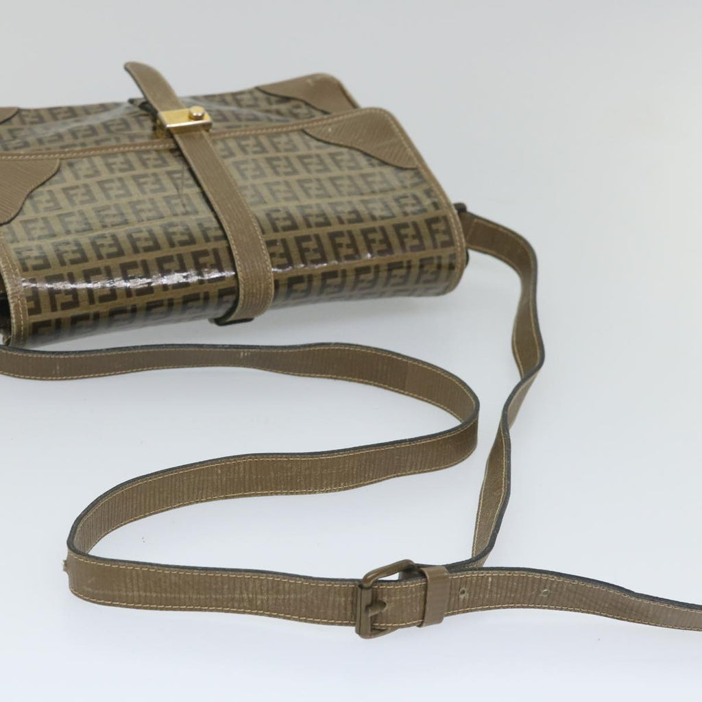 FENDI Zucchino Canvas Shoulder Bag Coated Canvas Brownim452