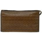 FENDI Zucchino Canvas Clutch Bag Brownim455