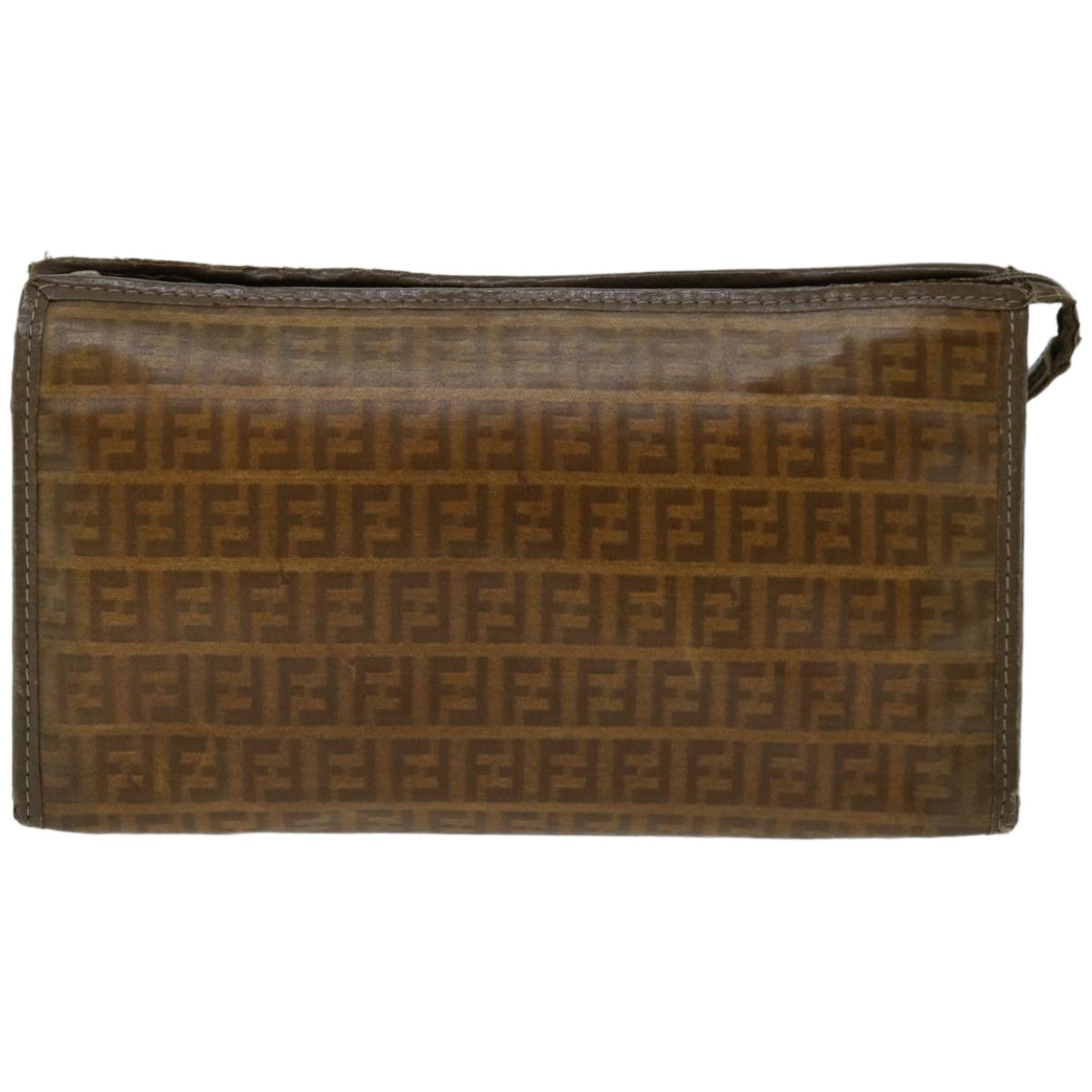 FENDI Zucchino Canvas Clutch Bag Brownim455