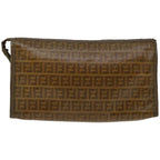FENDI Zucchino Canvas Clutch Bag Brownim455