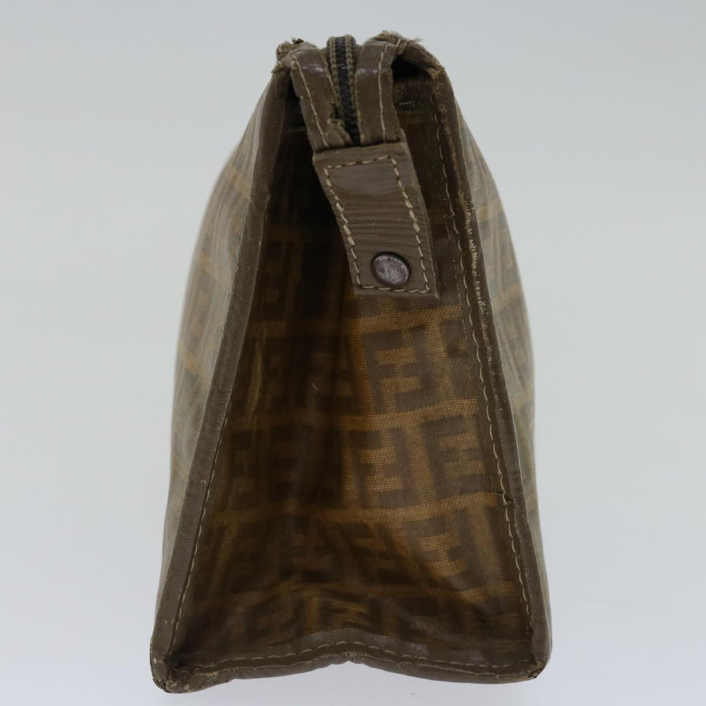 FENDI Zucchino Canvas Clutch Bag Brownim455