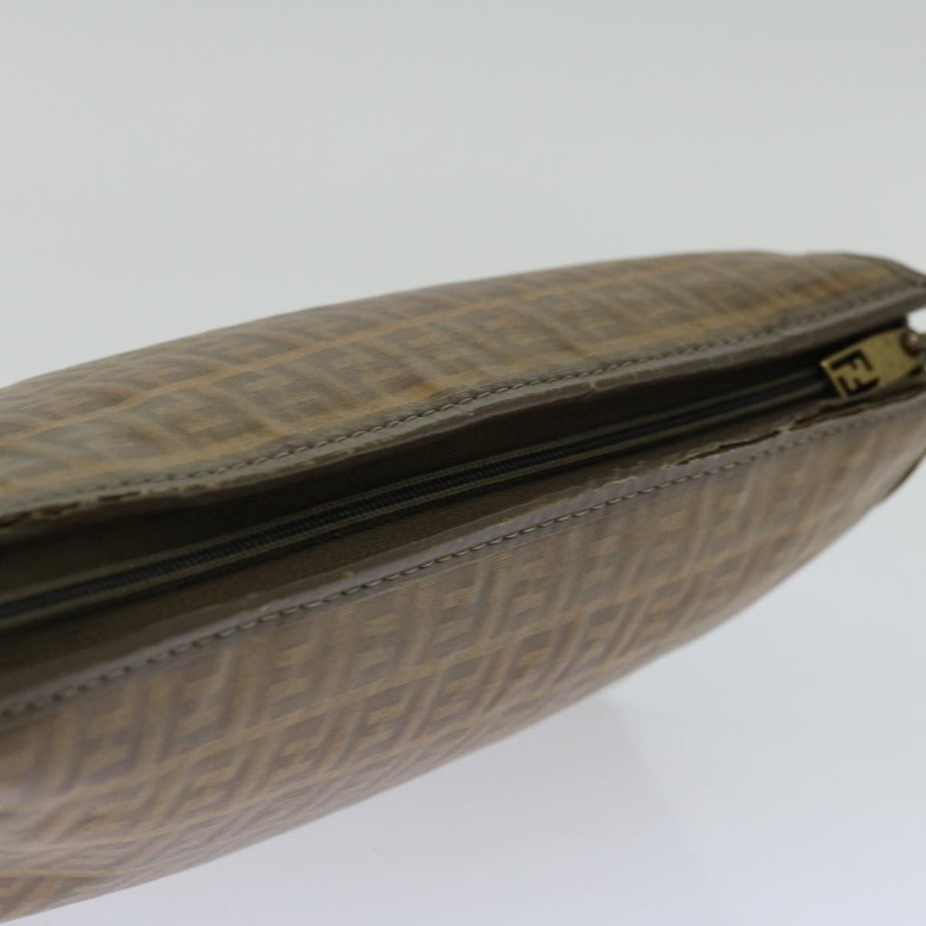 FENDI Zucchino Canvas Clutch Bag Brownim455