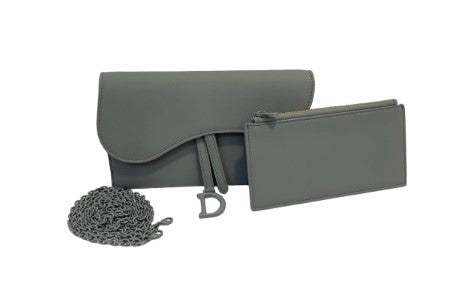 Christian Dior Grey Matt Wallet on Chain
