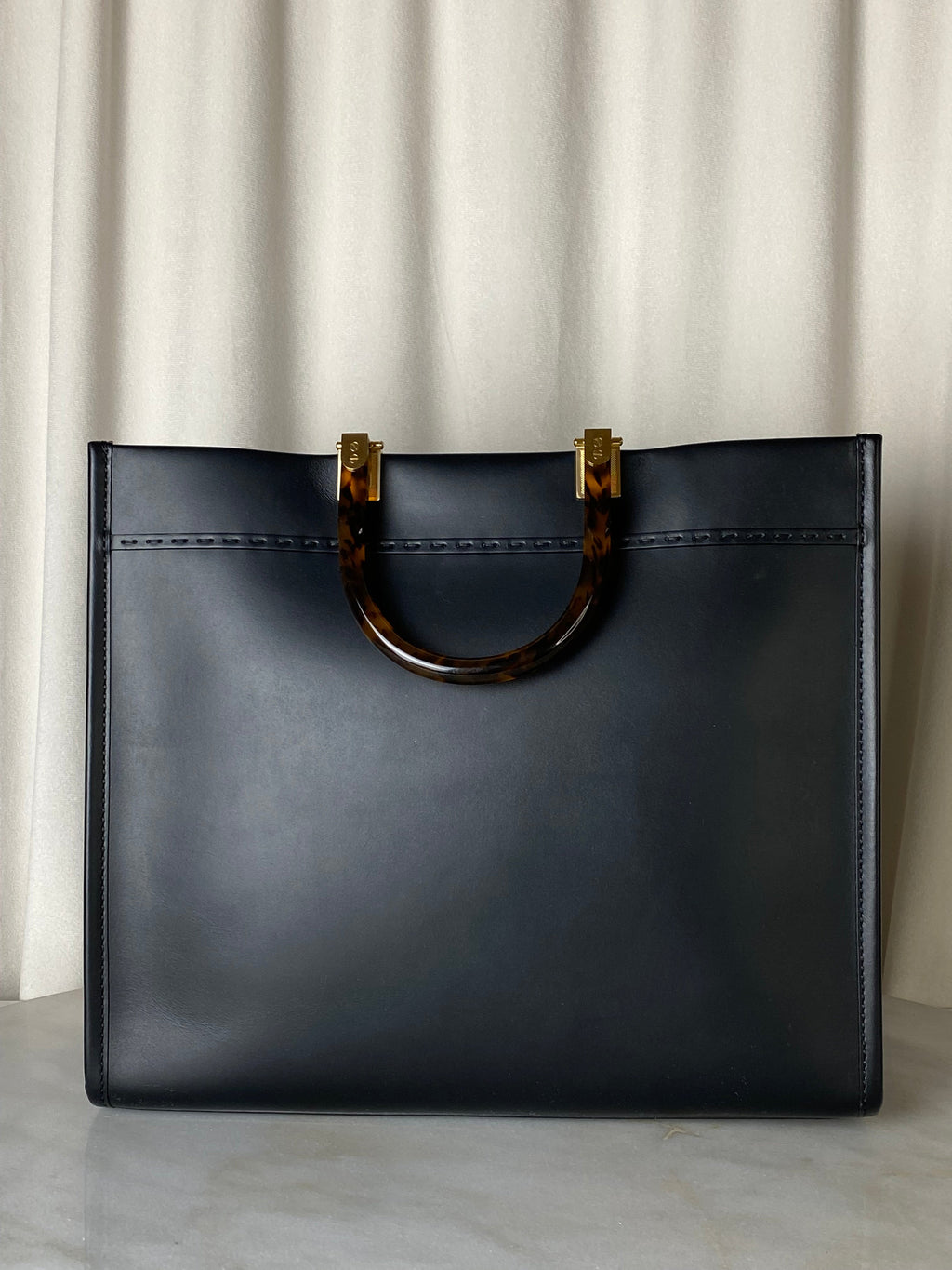 Fendi Black Sunshine Medium Tote Bag