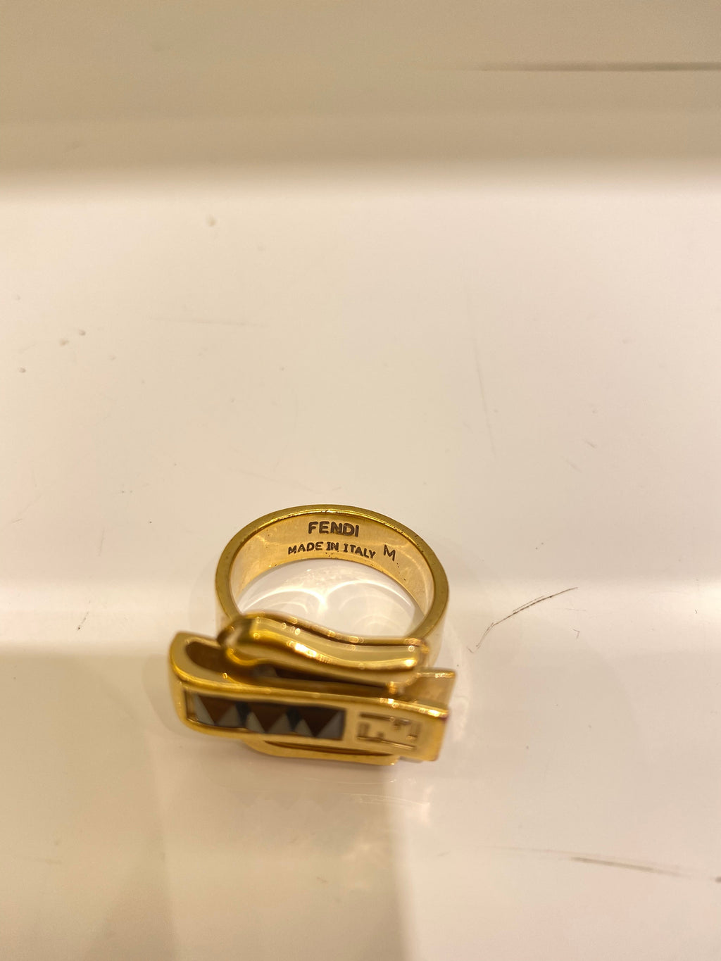 Fendi Black Crystals Medium Ring