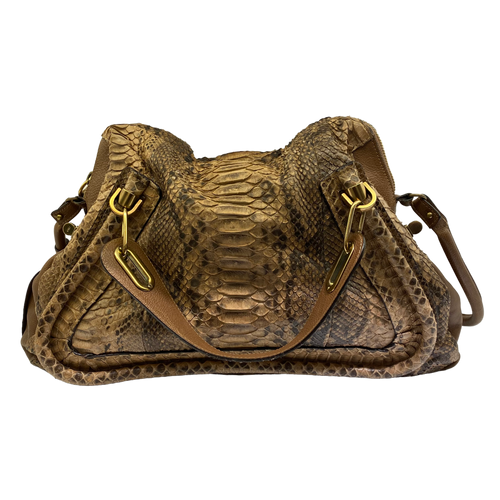 Chloe Brown Python Paraty Tote Shoulder Bag