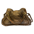 Chloe Brown Python Paraty Tote Shoulder Bag