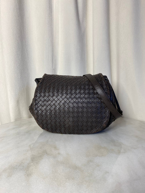 Bottega Veneta Brown Intrecciato Woven Nappa Crossbody Bag