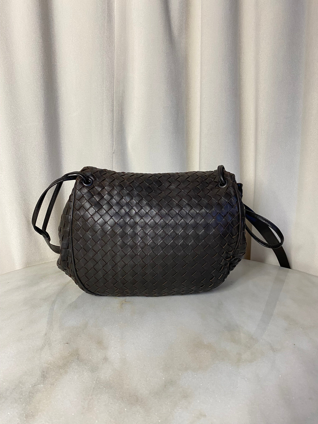 Bottega Veneta Brown Intrecciato Woven Nappa Crossbody Bag