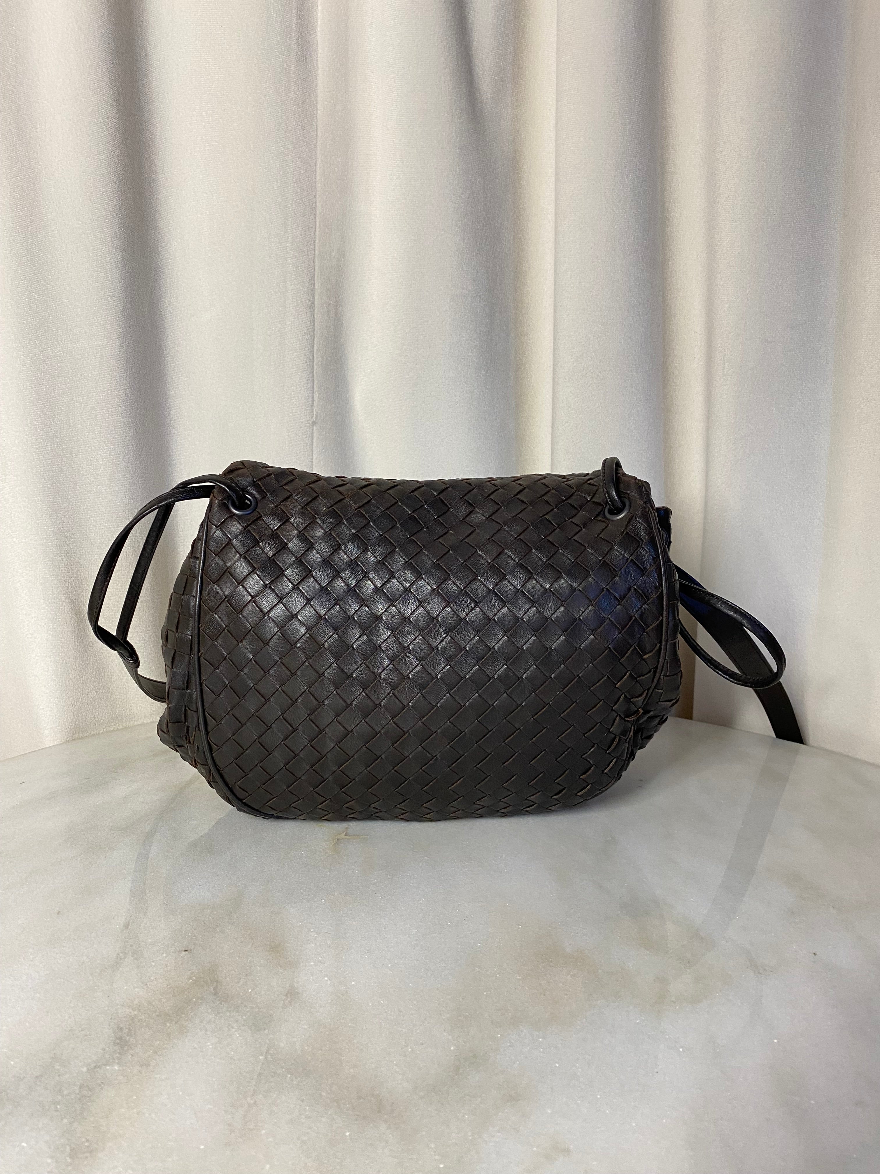 Bottega Veneta Brown Intrecciato Woven Nappa Crossbody Bag