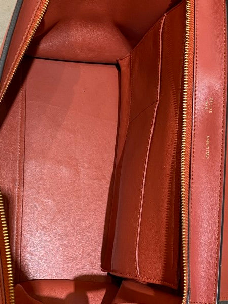 Celine Orange Red Python Trapeze Medium Bag