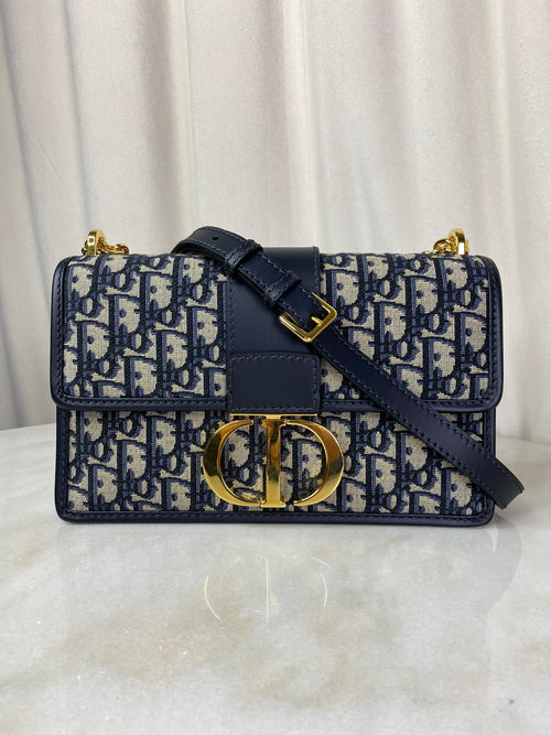 Christian Dior Blue Oblique 30 Montaigne Shoulder Bag