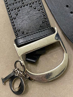 Christian Dior Black Studded D Buckle Belt