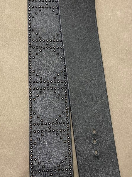 Christian Dior Black Studded D Buckle Belt