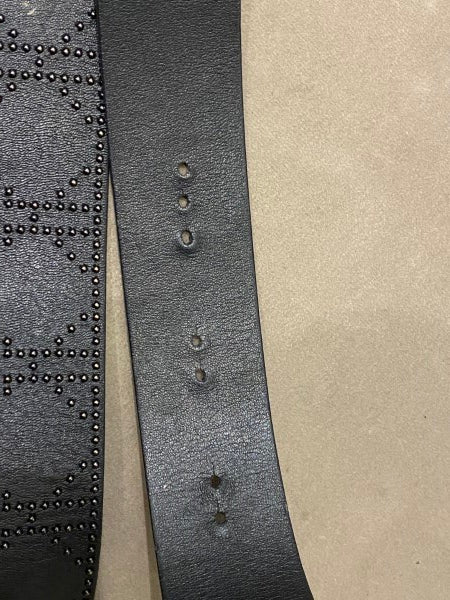 Christian Dior Black Studded D Buckle Belt