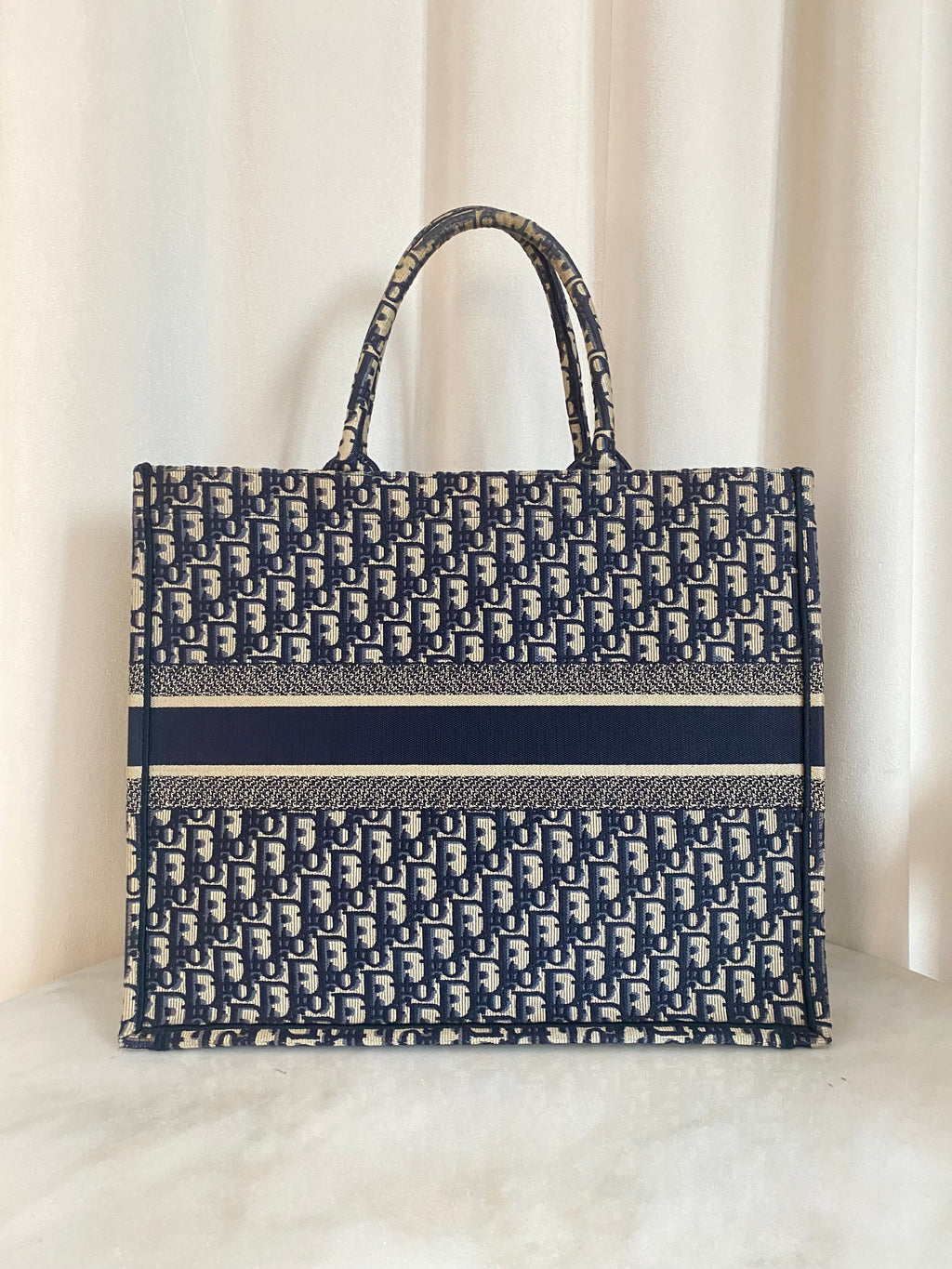 Christian Dior Navy Blue Oblique Book Tote Large Bag