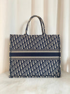 Christian Dior Navy Blue Oblique Book Tote Large Bag