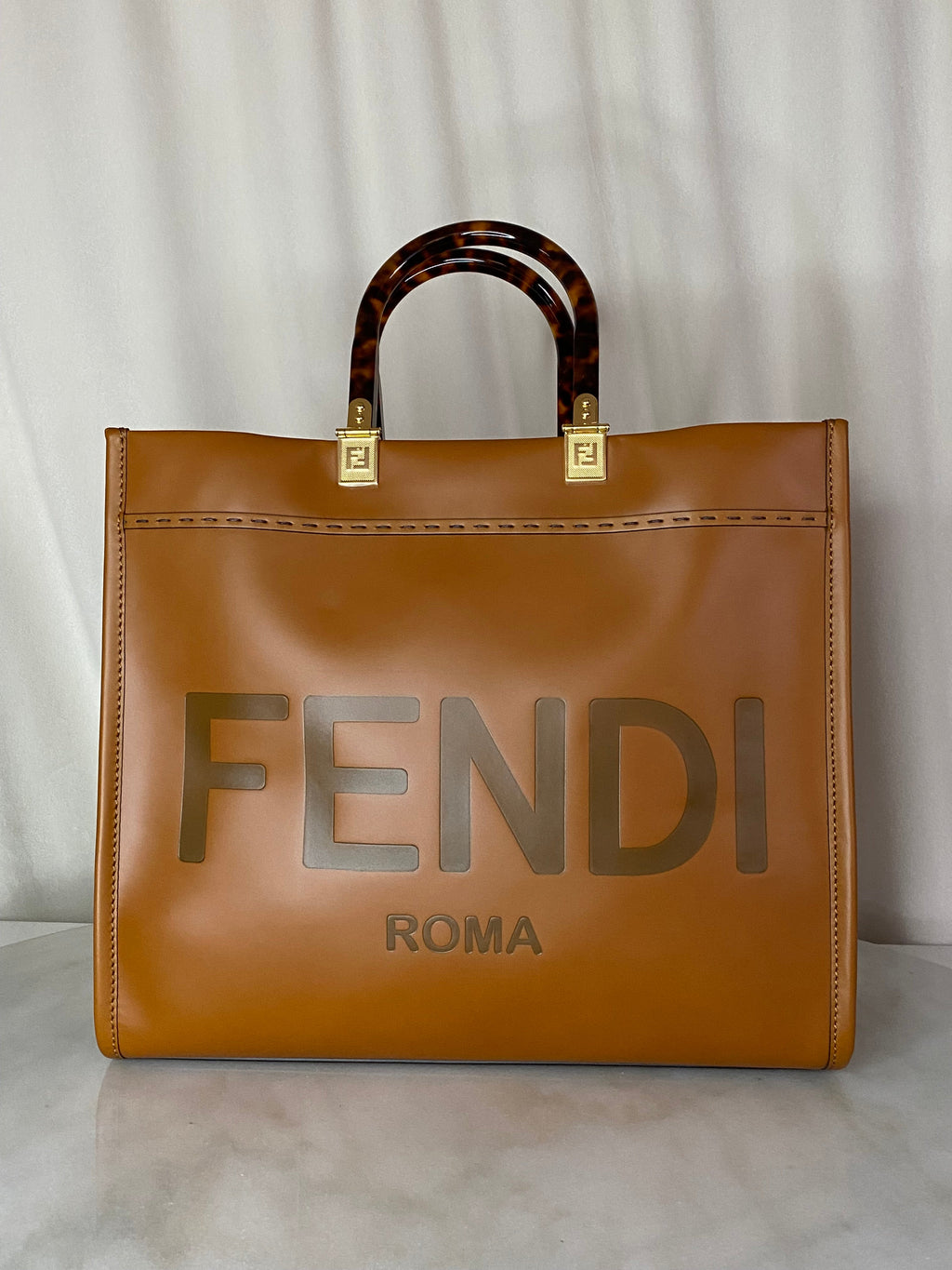 Fendi Camel Sunshine Medium Tote Bag