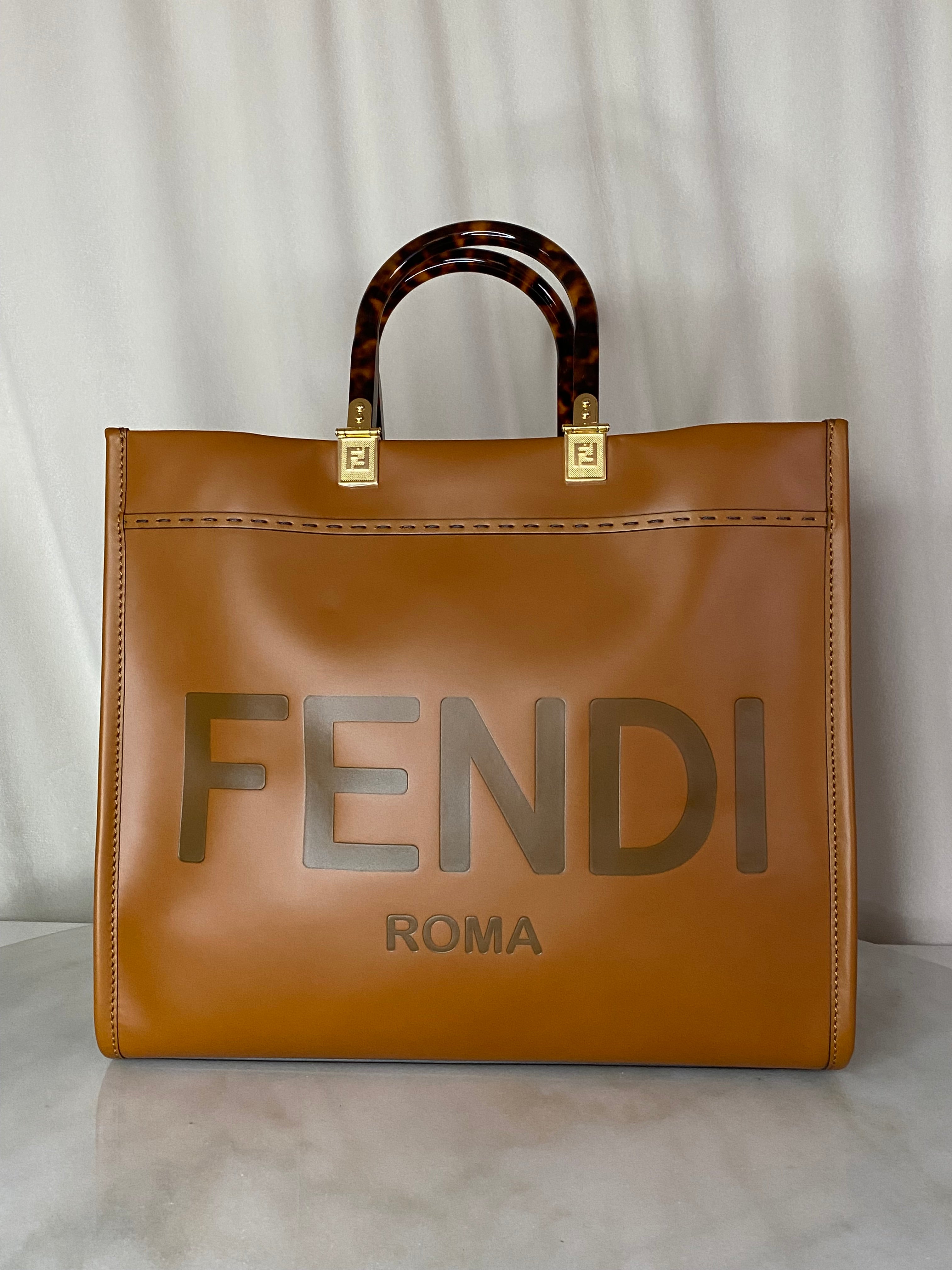 Fendi Camel Sunshine Medium Tote Bag