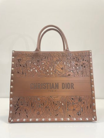 Christian Dior Brown Tote Book Sculpted Bag