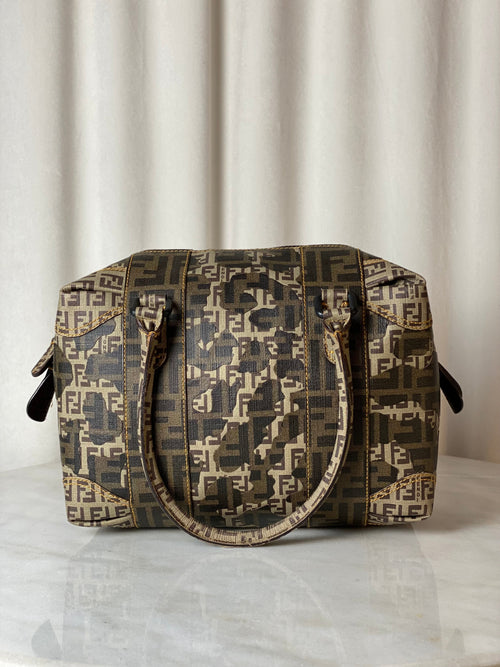 Fendi Tobacco Zucca Boston L.E Top Handle Bag