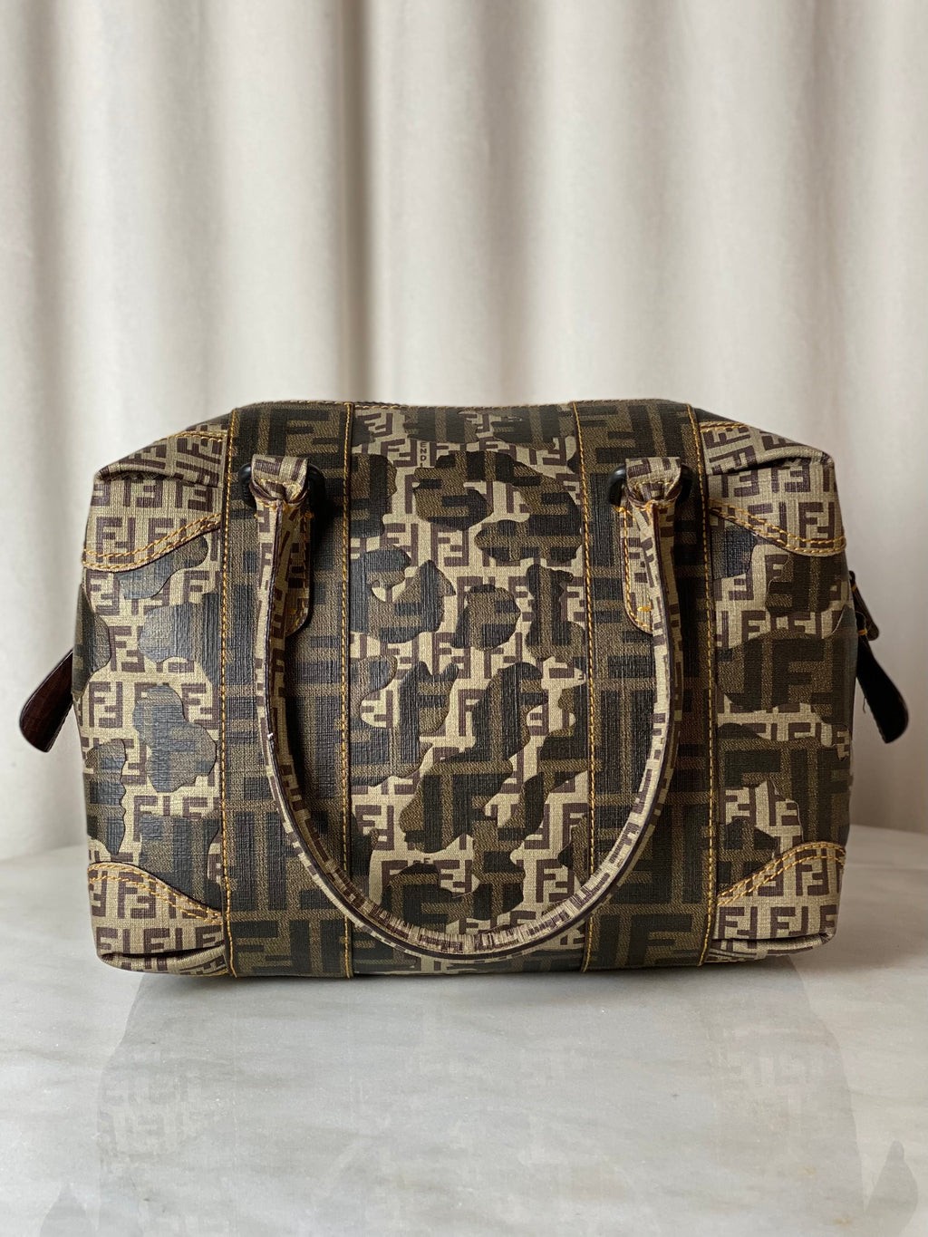 Fendi Tobacco Zucca Boston L.E Top Handle Bag