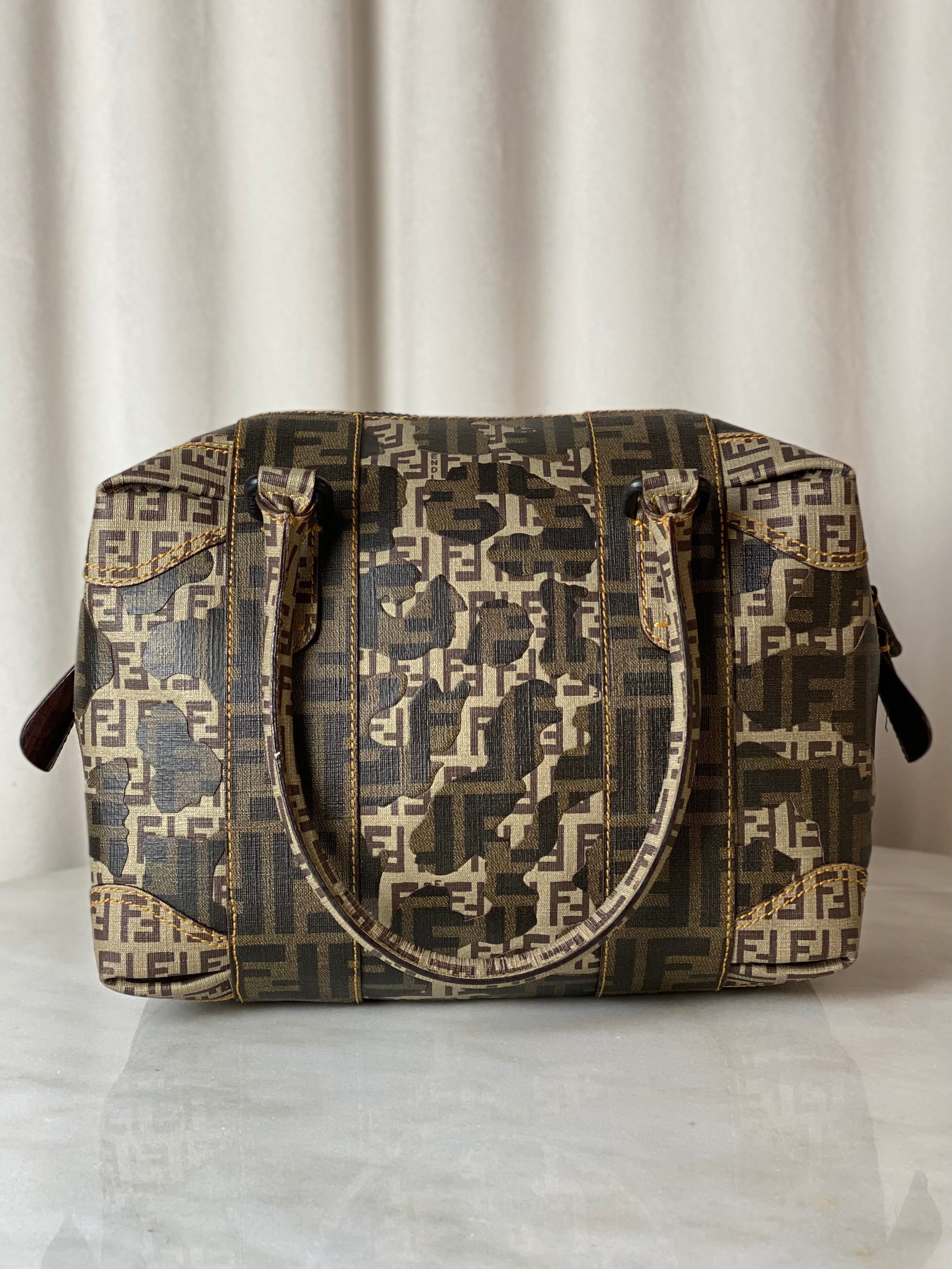 Fendi Tobacco Zucca Boston L.E Top Handle Bag