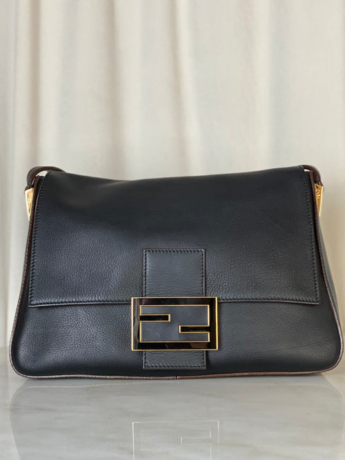 Fendi Black FF Lock Hobo Bag