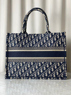 Christian Dior Navy Blue Oblique Book Medium Tote Bag
