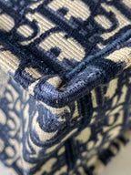 Christian Dior Navy Blue Oblique Book Medium Tote Bag