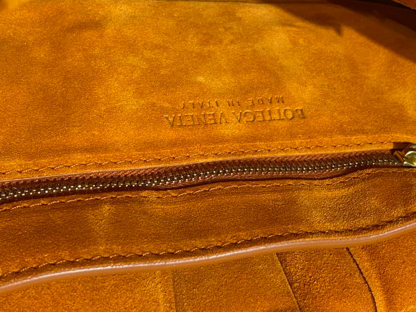 Bottega Veneta Orange Suede Chain Cassette Crossbody Bag