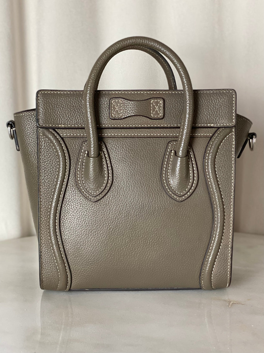 Celine Dark Beige Luggage Nano Tote Bag