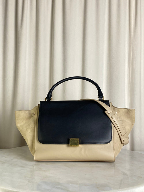 Celine Bicolor Trapeze Tote Bag W/ Strap