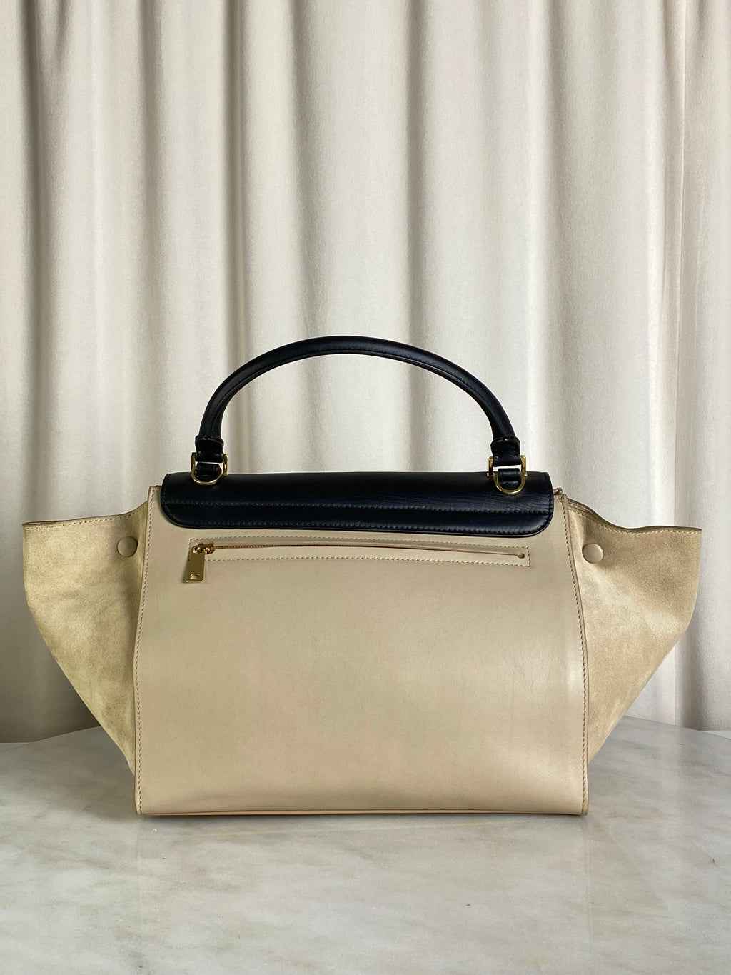 Celine Bicolor Trapeze Tote Bag W/ Strap