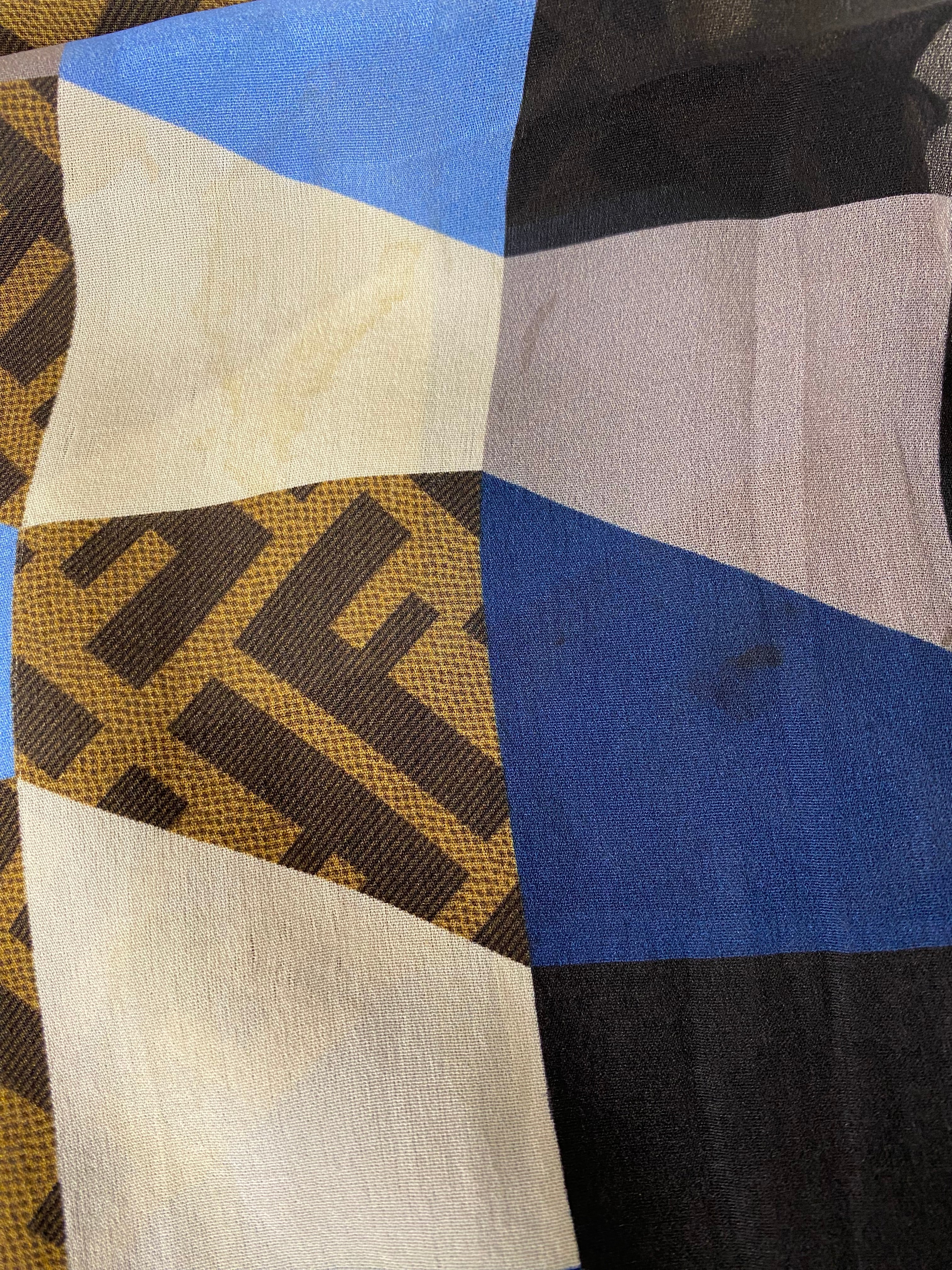 Fendi Multicolor FF Long Silk Scarf