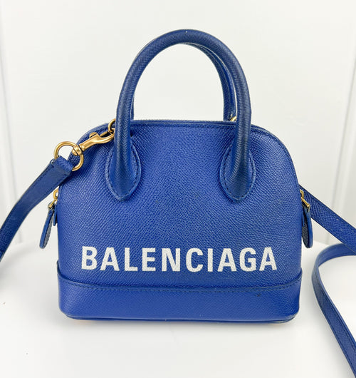 Balenciaga Grained Calfskin S Ville Top Handle Bag Royal Bleu