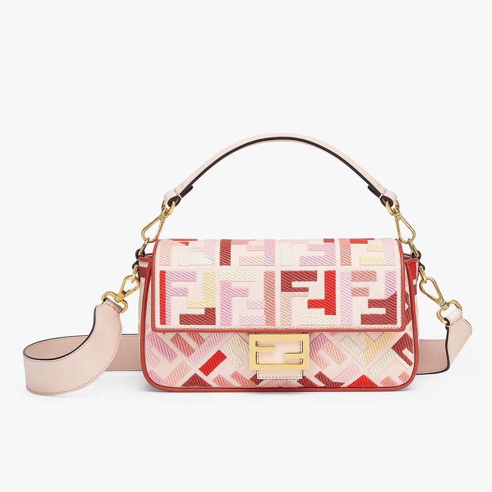 Fendi Baguette Bag In FF Motif Canvas Pink/Red Lunar New Year Collection
