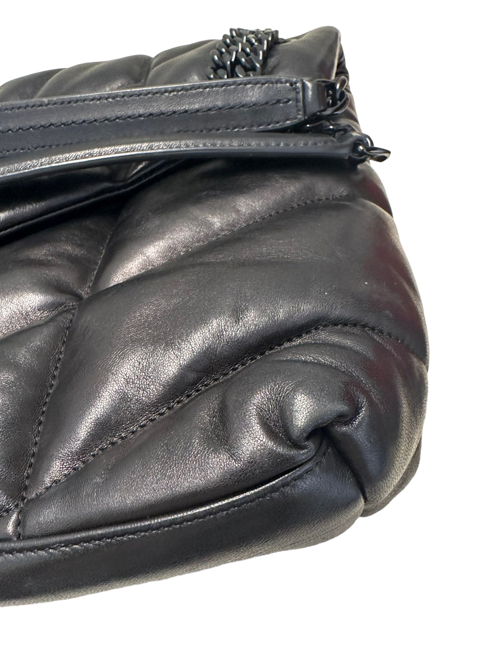 SAINT LAURENT - Black Quilted Leather Medium Loulou Puffer Bag