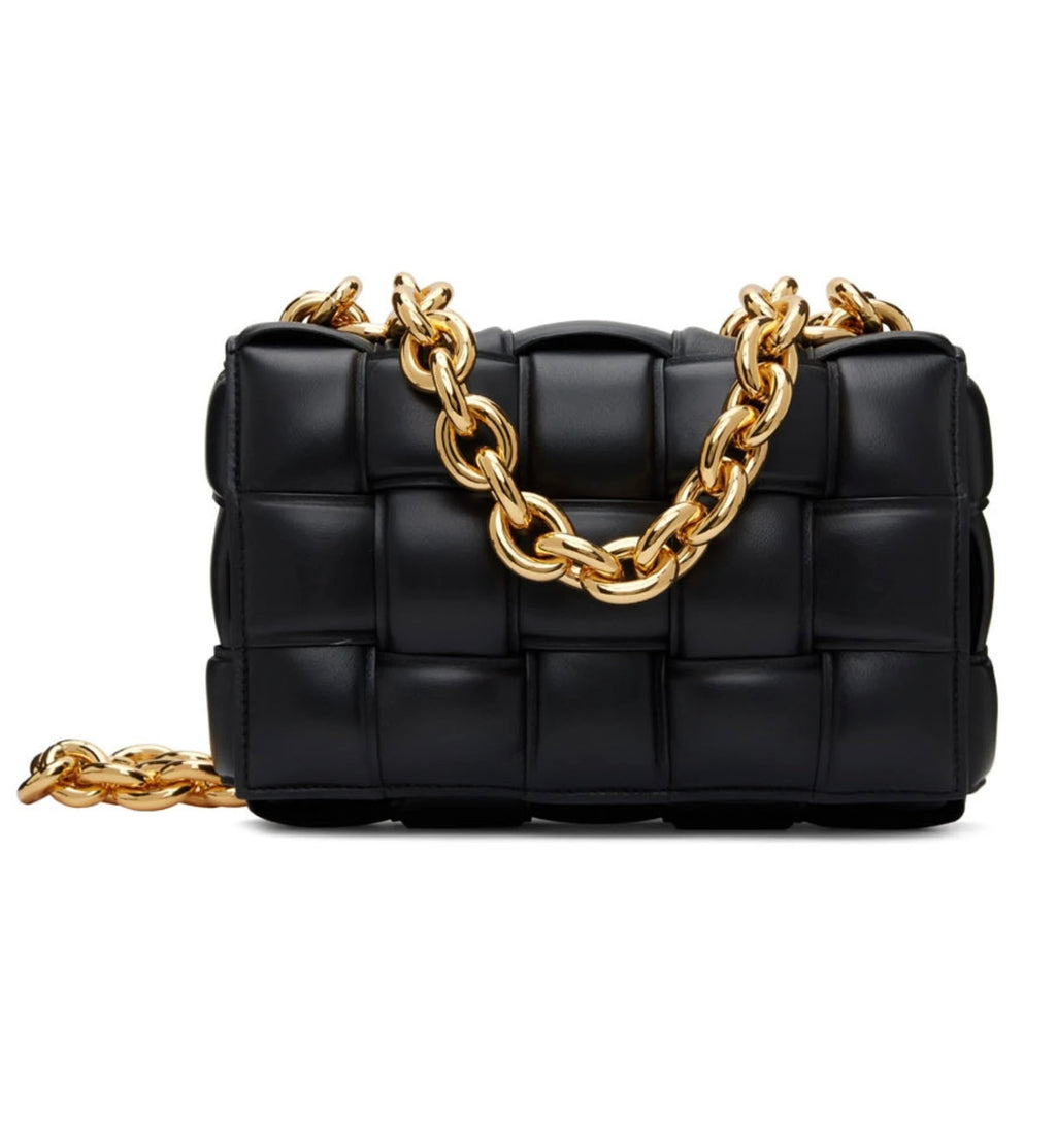 Bottega Veneta Chain Cassette Padded Leather Shoulder Bag in Black