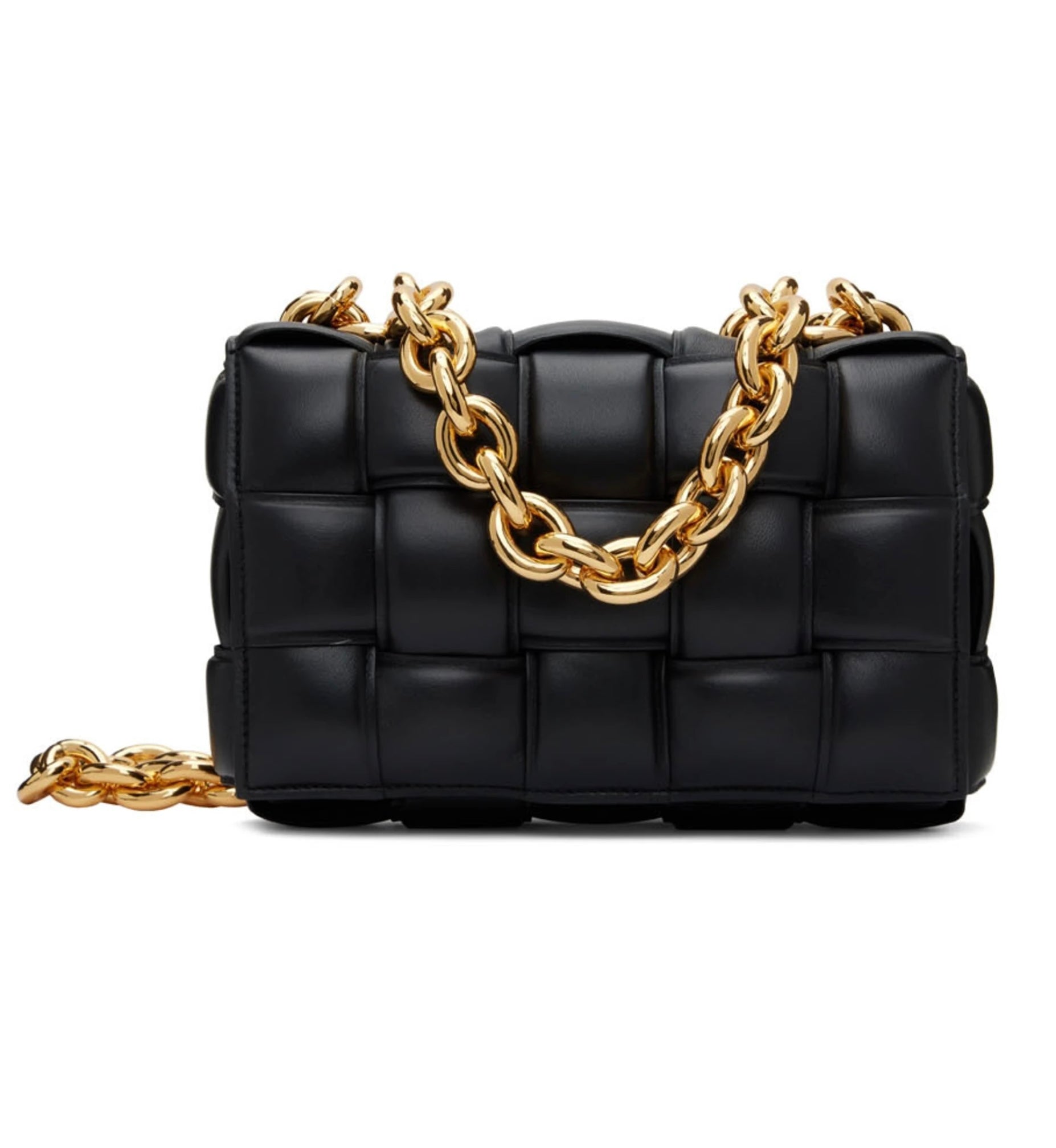 Bottega Veneta Chain Cassette Padded Leather Shoulder Bag in Black