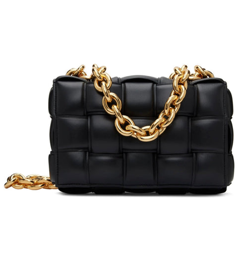 Bottega Veneta Chain Cassette Padded Leather Shoulder Bag in Black