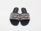 Dior Dway Navy Blue Embroidered Slides