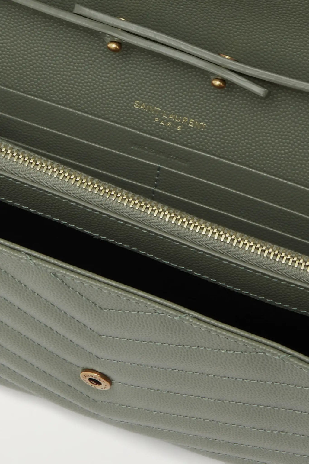 YSL SAINT LAURENT Monogramme quilted textured-leather shoulder bag (Light Green)